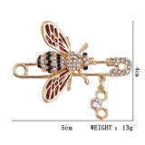 Small Bee Crystal Pin Women Enamel Insect Animal Waist Retracting Pin Alloy Gift
