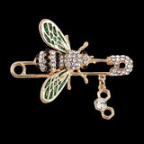 Small Bee Crystal Pin Women Enamel Insect Animal Waist Retracting Pin Alloy Gift