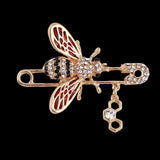 Small Bee Crystal Pin Women Enamel Insect Animal Waist Retracting Pin Alloy Gift