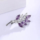 Purple Cubic Zircon Brooch Pins Marquise Cut Flower Suits For Clothes Shirts Hat