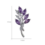 Purple Cubic Zircon Brooch Pins Marquise Cut Flower Suits For Clothes Shirts Hat