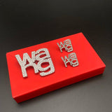 Women Rhinestone Flash Letter Brooch Corsage