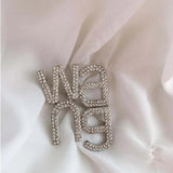 Women Rhinestone Flash Letter Brooch Corsage