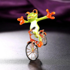 Frog Bicycle Prince Brooch for Women Dresses