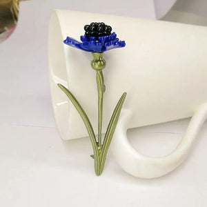 Vintage Natural Pearl Cornflower Brooch Pin Scarf Jewelry