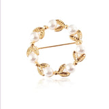 Yellow Leaf Pearl Brooch for Women Jewelry