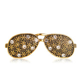 Vintage Sunglasses Shape Crystal Pin Brooch Men Women Coat Lapel Costume Jewelry