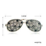 Vintage Sunglasses Shape Crystal Pin Brooch Men Women Coat Lapel Costume Jewelry