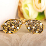 Vintage Sunglasses Shape Crystal Pin Brooch Men Women Coat Lapel Costume Jewelry