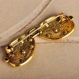 Vintage Sunglasses Shape Crystal Pin Brooch Men Women Coat Lapel Costume Jewelry