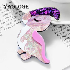 Pink Dinosaur Women Brooches Acrylic Material Lovely Animal Shape Brooch