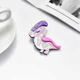 Pink Dinosaur Women Brooches Acrylic Material Lovely Animal Shape Brooch