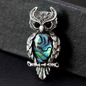 Rhinestone Shell Owl Brooch for women, Animal Woodpecker Banquet Brooch
