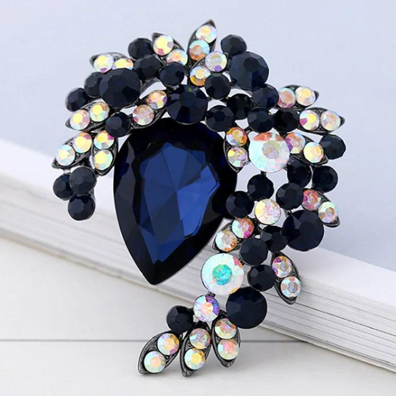 Zlxgirl Purple Rhinestone Brooch Bouquet Women Party Flower Pin