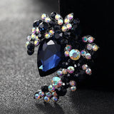 Zlxgirl Purple Rhinestone Brooch Bouquet Women Party Flower Pin