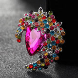 Zlxgirl Purple Rhinestone Brooch Bouquet Women Party Flower Pin