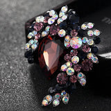 Zlxgirl Purple Rhinestone Brooch Bouquet Women Party Flower Pin