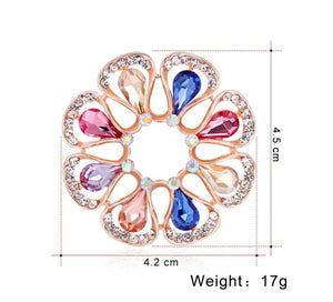 Simplicity Flower Crystal Brooch Pin Scarf Clip AH159