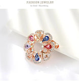 Simplicity Flower Crystal Brooch Pin Scarf Clip AH159