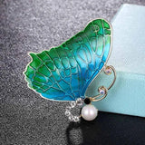 Colorful Enamel Butterfly Brooch Wedding Bridal Jewelry Pearl Hijab Pins