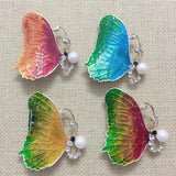 Colorful Enamel Butterfly Brooch Wedding Bridal Jewelry Pearl Hijab Pins