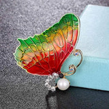 Colorful Enamel Butterfly Brooch Wedding Bridal Jewelry Pearl Hijab Pins