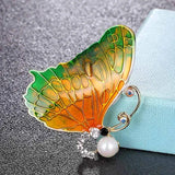 Colorful Enamel Butterfly Brooch Wedding Bridal Jewelry Pearl Hijab Pins