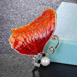 Colorful Enamel Butterfly Brooch Wedding Bridal Jewelry Pearl Hijab Pins