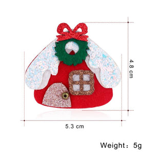 Xmas Style House Shape Brooch Pin Jewelry For Girls AL658