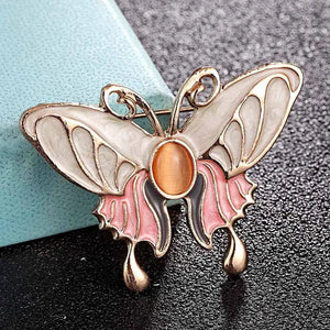 Pink Enamel Butterfly Brooches for Women and Men