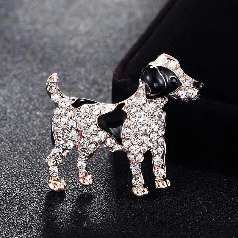 Clear Rhinestone Crystal Dog Brooch Bouquet
