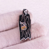 Halloween Skeleton Enamel Pin Death Sickle Moon Round Lapel Badges