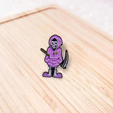 Halloween Skeleton Enamel Pin Death Sickle Moon Round Lapel Badges