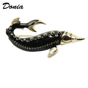 Enamel Dolphin Brooch Chinese Sturgeon Animal Four-Color Coat Jewelry