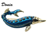 Enamel Dolphin Brooch Chinese Sturgeon Animal Four-Color Coat Jewelry