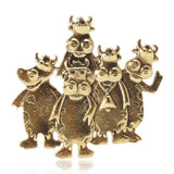 Retro Alloy Five Hippos Brooch Collar Pin