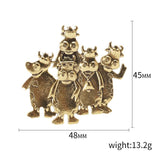 Retro Alloy Five Hippos Brooch Collar Pin