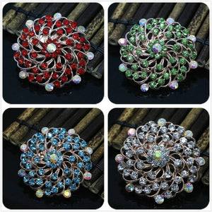 Rose Gold Multicolor Flower Pins Women Charms Dress Brooches