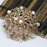 Rose Gold Multicolor Flower Pins Women Charms Dress Brooches