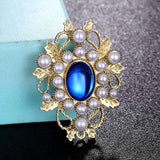 Vintage Red Flower Hijab Brooch with Pearl Scarf Pin