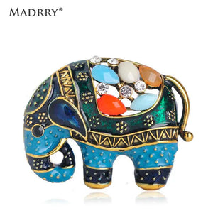 Enamel Elephant Shape Crystal Brooch for Women Kids