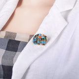 Enamel Elephant Shape Crystal Brooch for Women Kids
