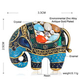 Enamel Elephant Shape Crystal Brooch for Women Kids