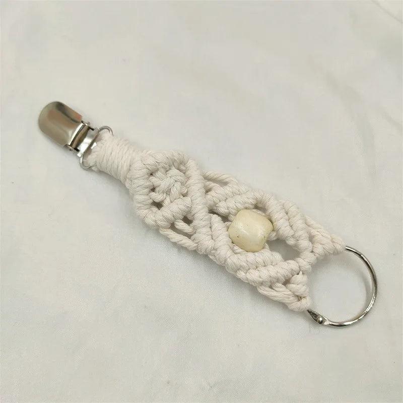 Women Portable Hand Knitting Cotton Rope Sun Hat Clip