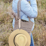 Women Portable Hand Knitting Cotton Rope Sun Hat Clip