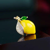 Lemon Zircon Small Brooch Fruit Small Pin Clothing Accessories