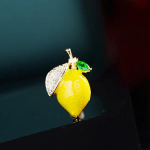 Lemon Zircon Small Brooch Fruit Small Pin Clothing Accessories