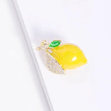 Lemon Zircon Small Brooch Fruit Small Pin Clothing Accessories