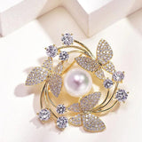 Rhinestone Butterfly Brooch With Pearls Corsage Wedding Jewelry