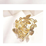 Rhinestone Butterfly Brooch With Pearls Corsage Wedding Jewelry